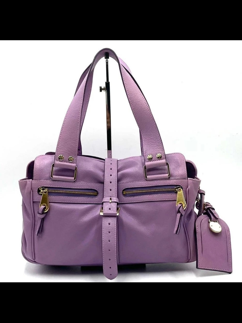 Mulberry Lavender Leather Shoulder Bag with Gold Hardware - Picture 2 of 14